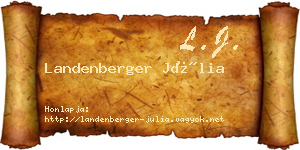 Landenberger Júlia névjegykártya